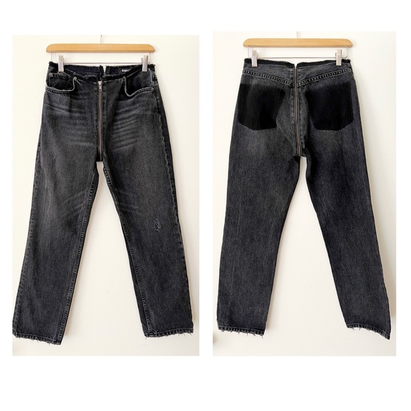 Reformation Exposed Zipper Straight Leg Crop Jean in Pacific Wash Black Size 26 - Picture 4 of 10